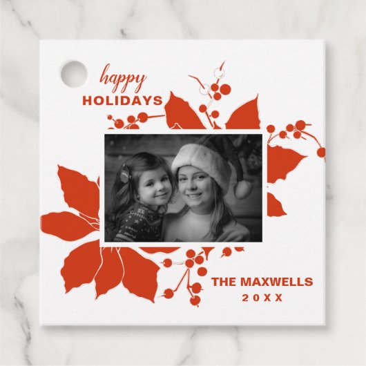 ポインセチア赤いグラフィックの休日の写真 フェイバータグ (正面)