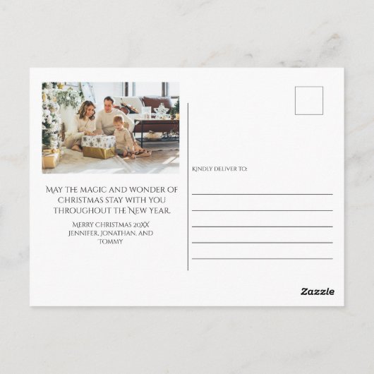 ポインセチア赤いフレーム2写真クリスマスグリーティング ポストカード (裏面)