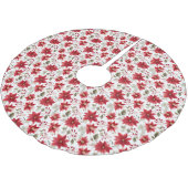 ポインセチア赤いホワイトグリーンホリデークリスマス ブラッシュドポリエステルツリースカート (アングル)