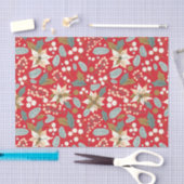 ポインセチア赤い背景の冬の休日のラップ 薄葉紙 (クラフト)