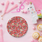 ポインセチア赤い背景の冬の休日 ペーパープレート (パーティー)