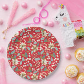 ポインセチア赤い背景の冬の休日 ペーパープレート (パーティー)