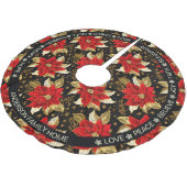 ポインセチア赤い花前向き言葉クリスマス ブラッシュドポリエステルツリースカート (アングル)