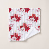 ポインセチア赤と白クリスマス バスタオルセット (ウォッシュタオル)