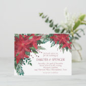ポインセチア赤と緑のクリスマスフラワー結婚ズ 招待状 (スタンド正面)