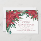 ポインセチア赤と緑のクリスマスフラワー結婚ズ 招待状 (正面)