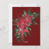 ポインセチア赤と緑の冬のフローラガーランド シーズンカード (裏面)