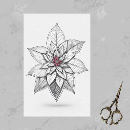 ポインセチア赤クリスマスラインスケッチアートワーク 薄葉紙