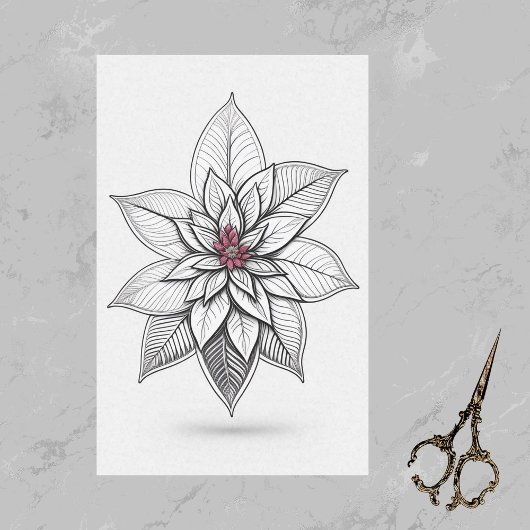 ポインセチア赤クリスマスラインスケッチアートワーク 薄葉紙