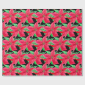 ポインセチア赤フローラクリスマスフラワー ラッピングペーパー (フラット)