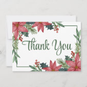 ポインセチア赤フローラ結婚クリスマス サンキューカード (正面)