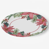 ポインセチア赤フローラ結婚クリスマス ペーパープレート (アングル)