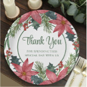 ポインセチア赤フローラ結婚クリスマス ペーパープレート