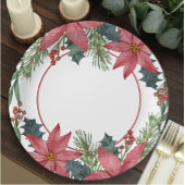 ポインセチア赤フローラ結婚クリスマス ペーパープレート