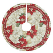 ポインセチア赤ベージュフェスティバルワーズクリスマス ブラッシュドポリエステルツリースカート (正面)