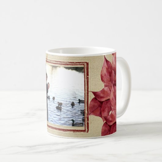 ポインセチア赤枠クリスマスマグ コーヒーマグカップ (正面右)