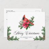ポインセチア赤（鳥）ショウジョウコウカンチョウクリスマスグリーティングホリデー ポストカード (正面/裏面)