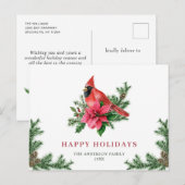 ポインセチア赤（鳥）ショウジョウコウカンチョウクリスマスグリーティングホリデー ポストカード (正面/裏面)