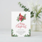 ポインセチア赤（鳥）ショウジョウコウカンチョウクリスマスグリーティングホリデー ポストカード (スタンド正面)