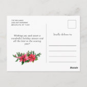 ポインセチア赤（鳥）ショウジョウコウカンチョウクリスマスグリーティングホリデー ポストカード (裏面)