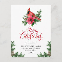 ポインセチア赤（鳥）ショウジョウコウカンチョウクリスマスグリーティングホリデー ポストカード
