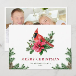 ポインセチア赤（鳥）ショウジョウコウカンチョウクリスマスグリーティング写真 シーズンカード