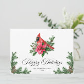 ポインセチア赤(鳥)ショウジョウコウカンチョウクリスマスグリーティング シーズンカード (スタンド正面)