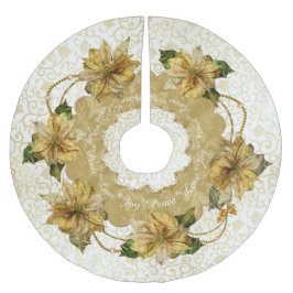 ポインセチア金ゴールドクリスマスツリースカート ブラッシュドポリエステルツリースカート