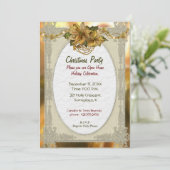 ポインセチア金ゴールドクリスマス招待状 招待状 (スタンド正面)