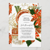 ポインセチア金ゴールド冬ブライダルシャワー 招待状 (正面/裏面)