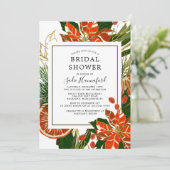 ポインセチア金ゴールド冬ブライダルシャワー 招待状 (スタンド正面)