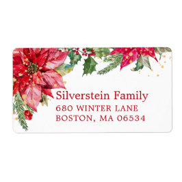 ポインセチア金ゴールド（ばちゃばちゃ）跳ねる配送先住所 ラベル