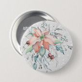 ポインセチア雪のシ葉ーン,,果実,コセージ 缶バッジ (正面&裏面)