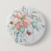 ポインセチア雪のシ葉ーン,,果実,コセージ 缶バッジ (正面)