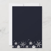ポインセチア雪のダークブルーの誕生日パーティー 招待状 (裏面)