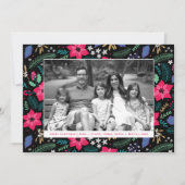 ポインセチア魔法ピンククリスマスホリデーフォトカード シーズンカード (正面)