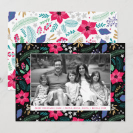 ポインセチア魔法ピンククリスマスホリデーフォトカード シーズンカード