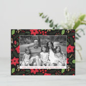 ポインセチア魔法レッドクリスマスホリデーフォトカード シーズンカード (スタンド正面)