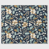 ポインセチア黒背景の冬の休日のラップ ラッピングペーパー (フラット)