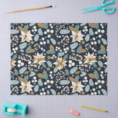 ポインセチア黒背景の冬の休日のラップ 薄葉紙 (クラフト)