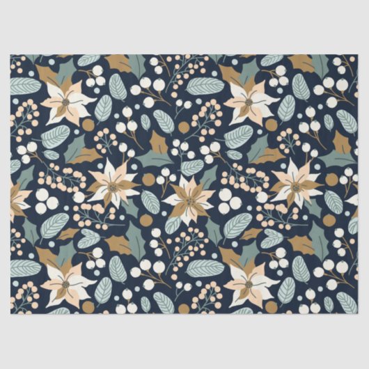 ポインセチア黒背景の冬の休日のラップ 薄葉紙 (正面)