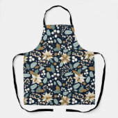 ポインセチア黒背景の冬の休日 エプロン (正面)