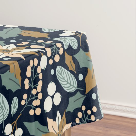 ポインセチア黒背景の冬の休日 テーブルクロス (インサイチュ)