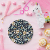 ポインセチア黒背景の冬の休日 ペーパープレート (パーティー)