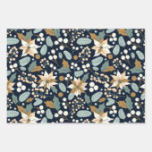 ポインセチア黒背景の冬の休日 ラッピングペーパーシート (正面2)