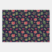 ポインセチア3点セットのクリスマス用品 ラッピングペーパーシート (正面2)