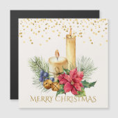 ポインセチア，ろうそく，松，鐘のクリスマス (正面/裏面)