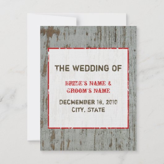 ポインセチア&ウッドは冬の結婚式の日付を保存 セーブザデート (裏面)