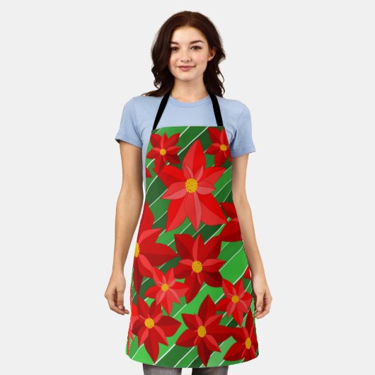 ポインセチア エプロン (着用した状態)
