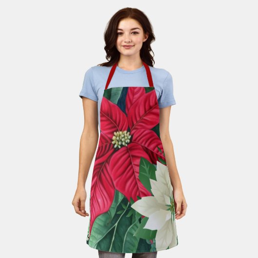 ポインセチア エプロン (着用した状態)